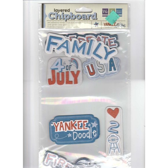 Yankee Doodles 4th of July Sticker Adhesive Layered Chipboard Memory Keepers - Picture 2 of 4